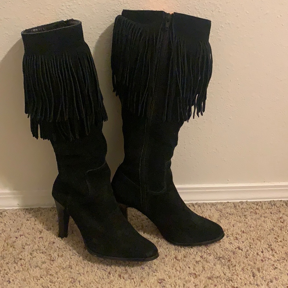 Black Leather Knee Length Boots